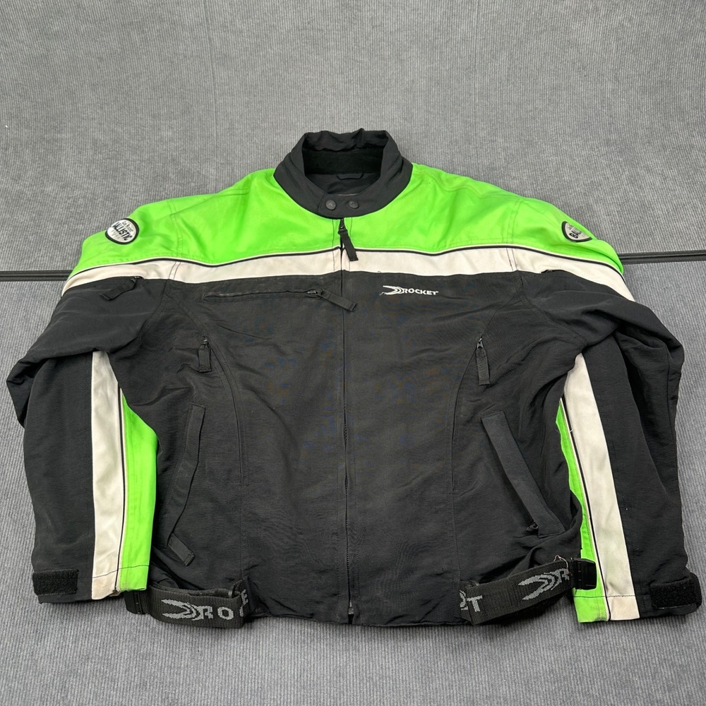 Joe Rocket Ballistic Series Motorcycle Jacket Mens XL Black Lime Green Textile